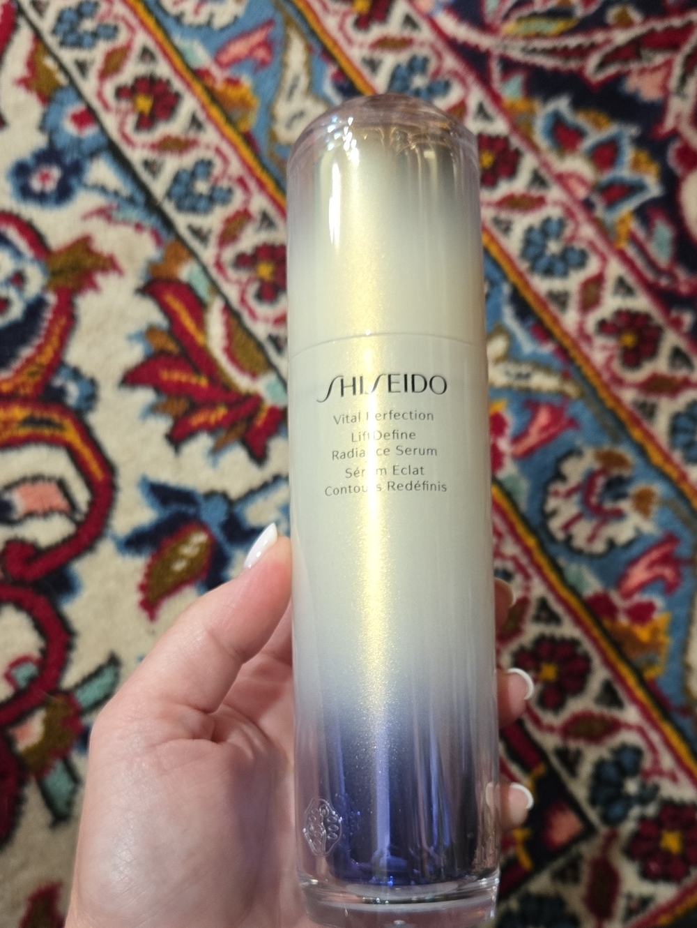 Shiseido Serum Bottle in White to Blue Gradient